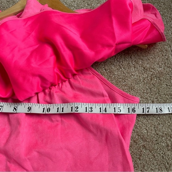 Julie Brown NYC Microsuede Convertible Dress Bright Pink Ruffle Women’s Size 2 - Picture 6 of 8